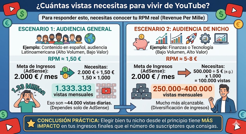 Cuántas vistas necesitas para monetizar YouTube